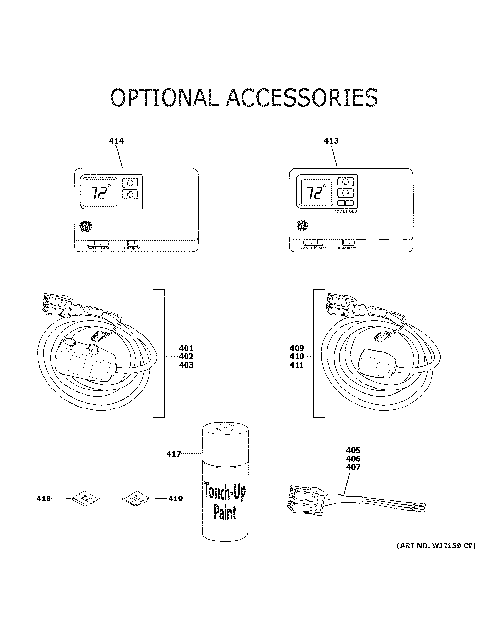 Optional Accessories Diagram and Parts List for AZ45E12DBMW7  General Electric Air Conditioner