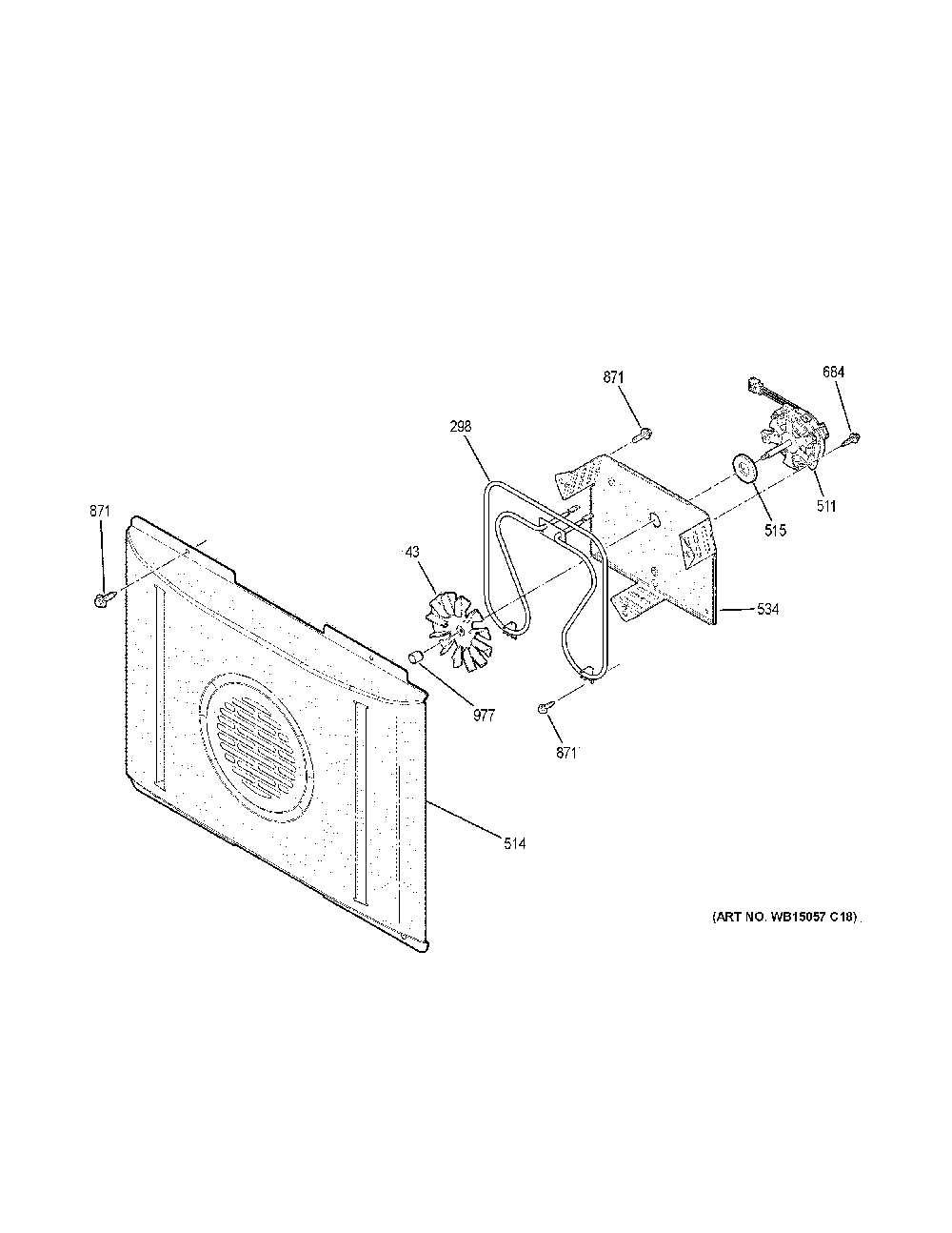 Convection fan Diagram and Parts List for JB755BJ7TS  General Electric Range