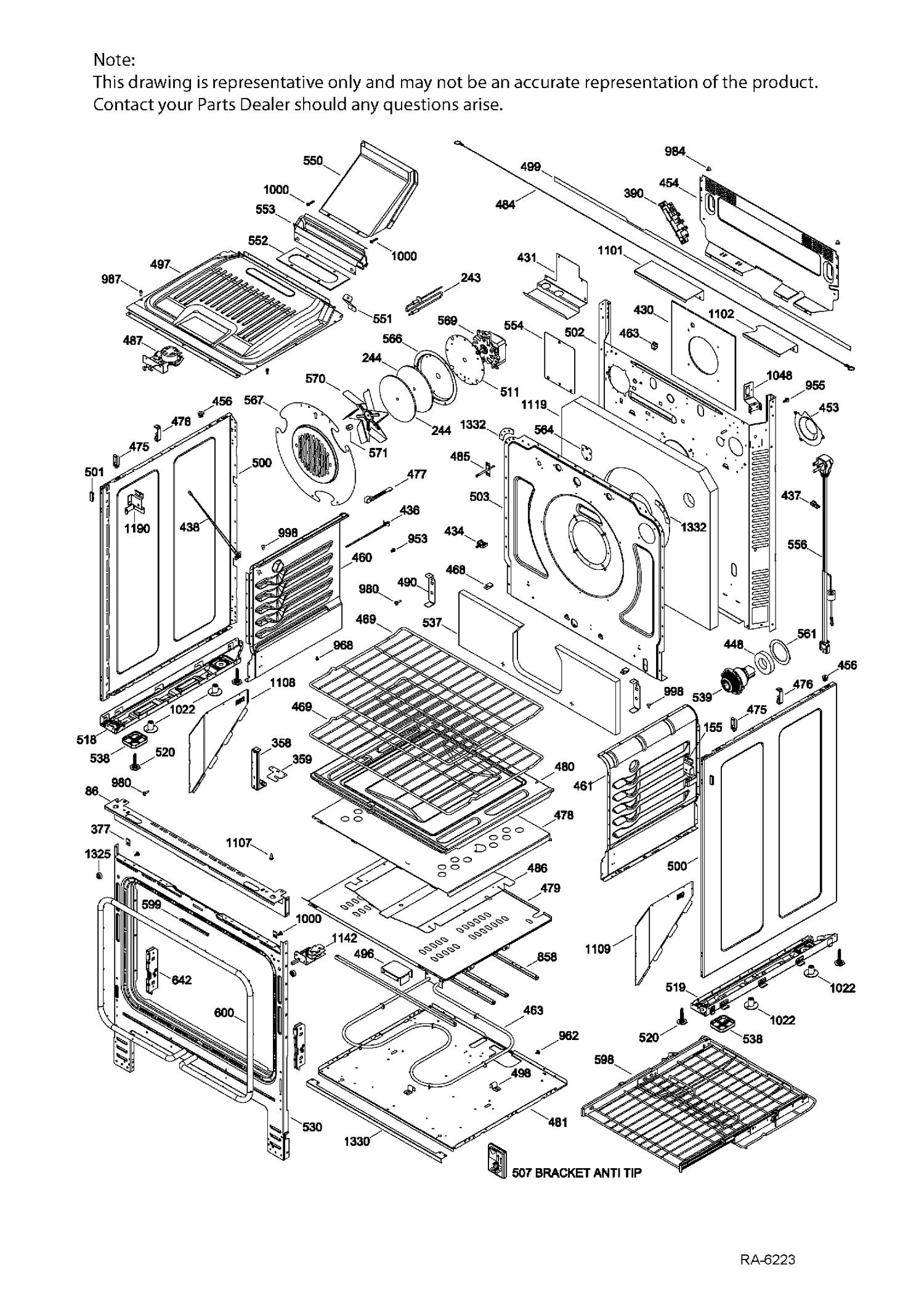 BODY PARTS Diagram and Parts List for PCGS920EEJ1ES  General Electric Range
