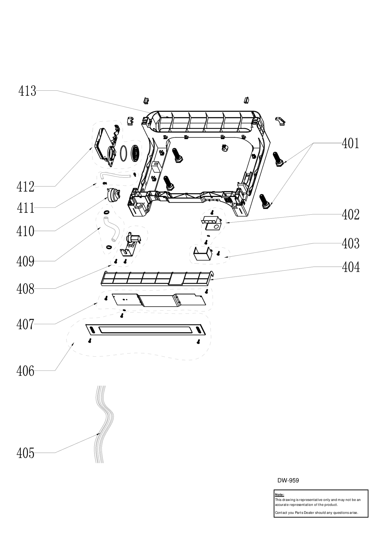 BASE ASM Diagram and Parts List for GDF630SGF0BB  General Electric Dishwasher