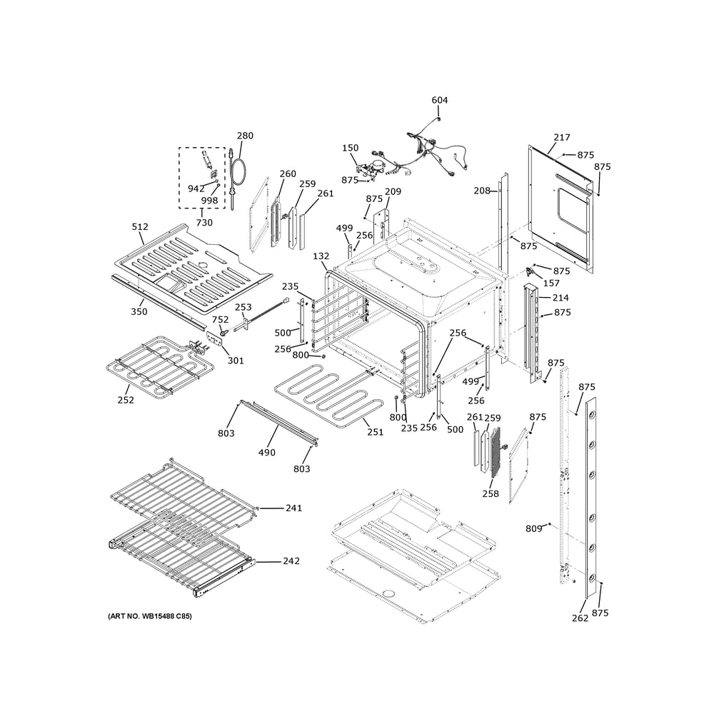 Upper Oven Diagram and Parts List for ZTDX1DSSN4SS  General Electric Wall Oven