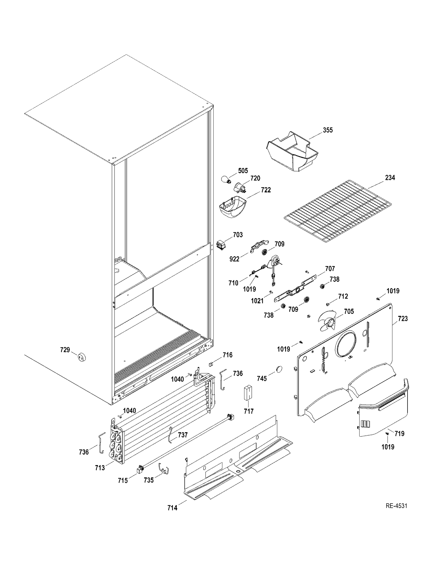 FZ SECTION Diagram and Parts List for GBRS0HBXCRSS  General Electric Refrigerator