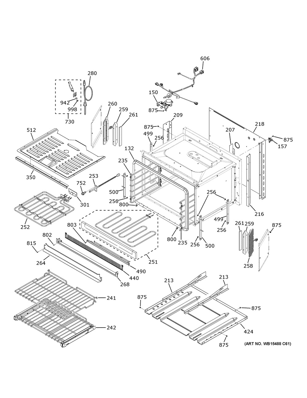 Lower Oven Diagram and Parts List for ZTDX1DSSN3SS  General Electric Wall Oven