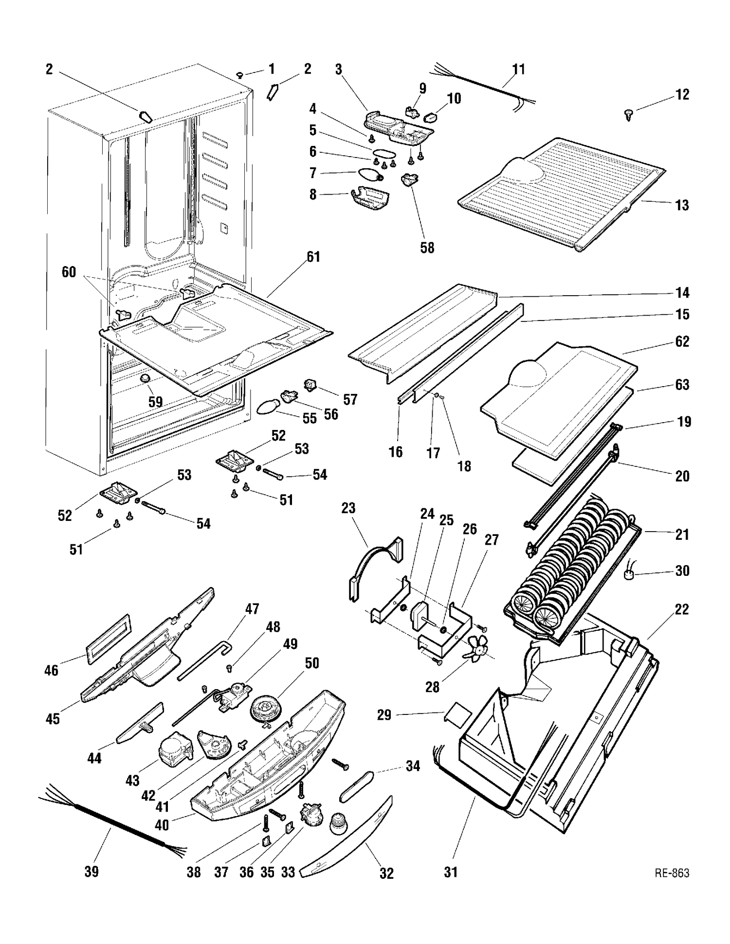 SYSTEM GROUP 1 Diagram and Parts List for PBA18KBMACC  General Electric Refrigerator