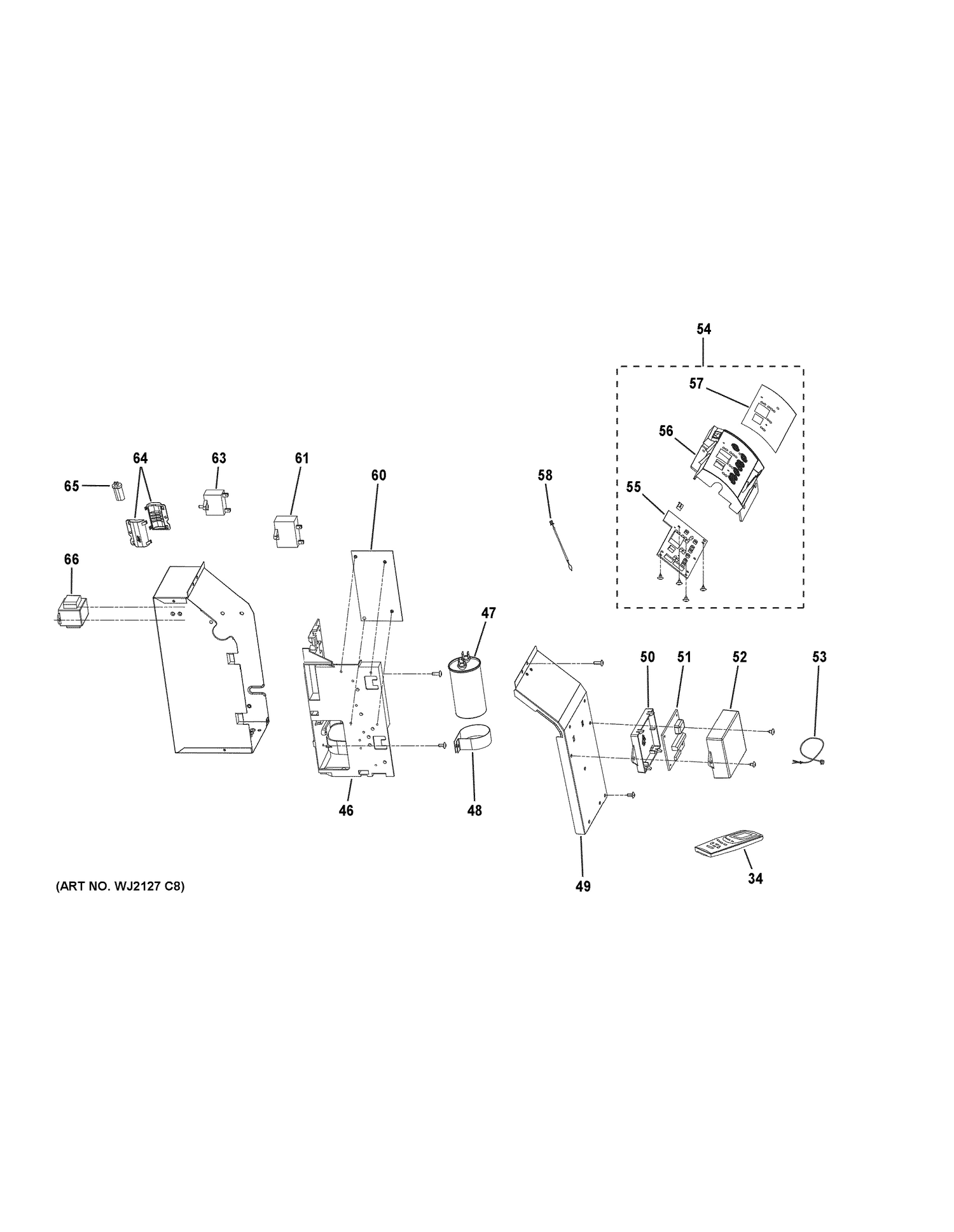 CONTROL PARTS Diagram and Parts List for AJEM12DCFL2  General Electric Air Conditioner