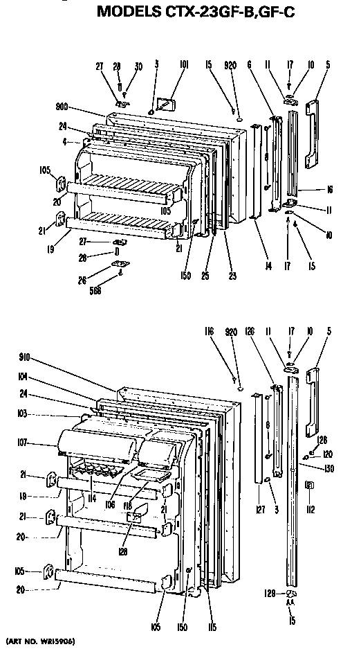 Doors Diagram and Parts List for CTX23GFB  Hotpoint Refrigerator