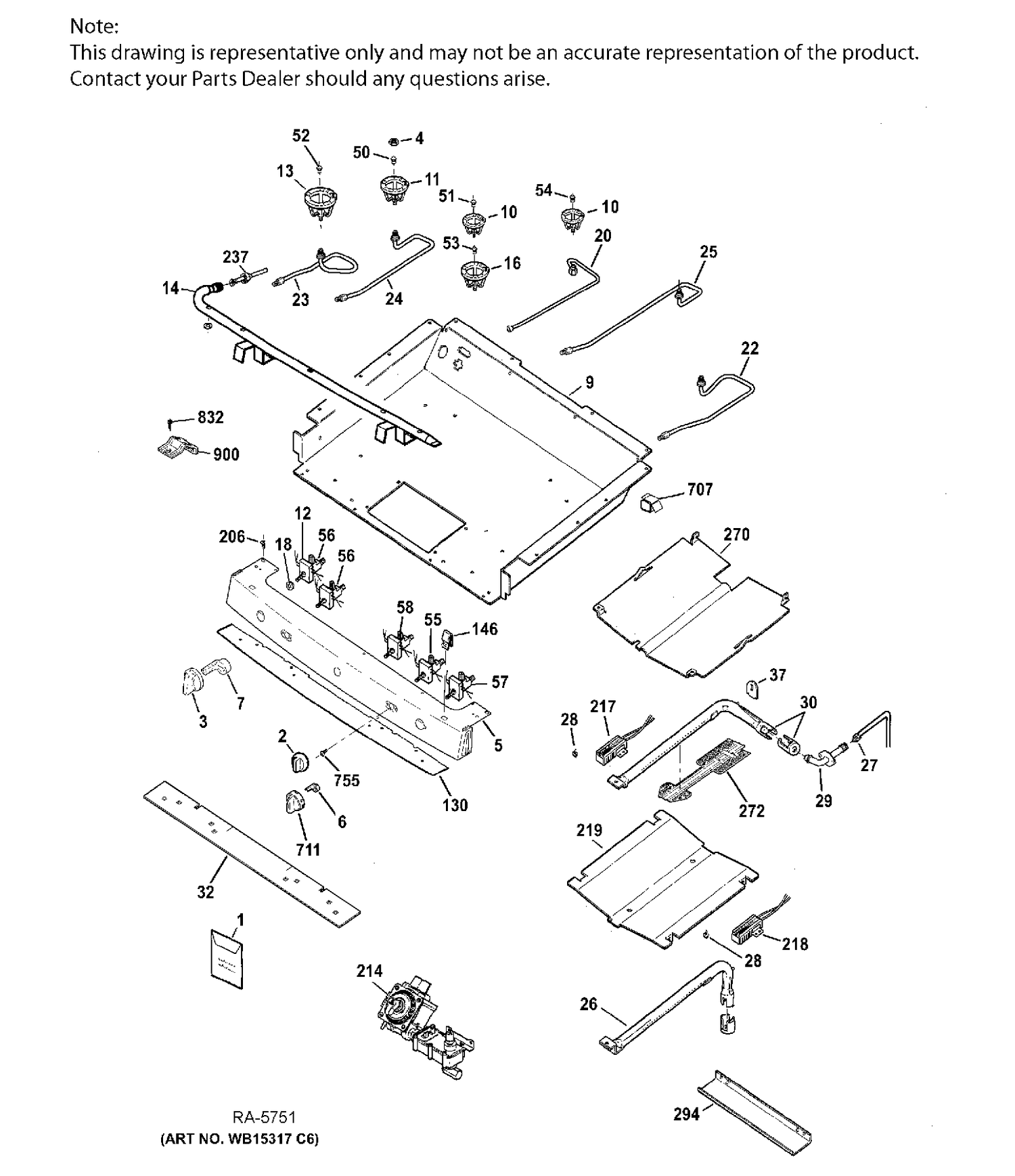 GAS & BURNER PARTS Diagram and Parts List for JCGB750SEF2SS  General Electric Range