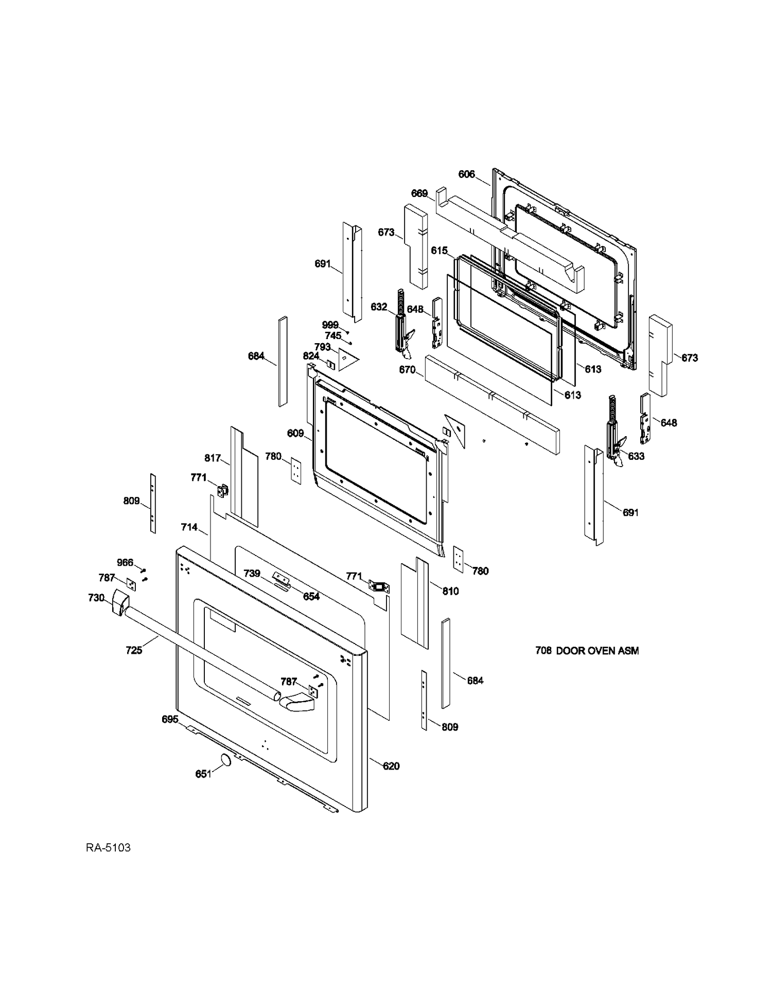 DOOR Diagram and Parts List for CC2S985SET4SS  General Electric Range