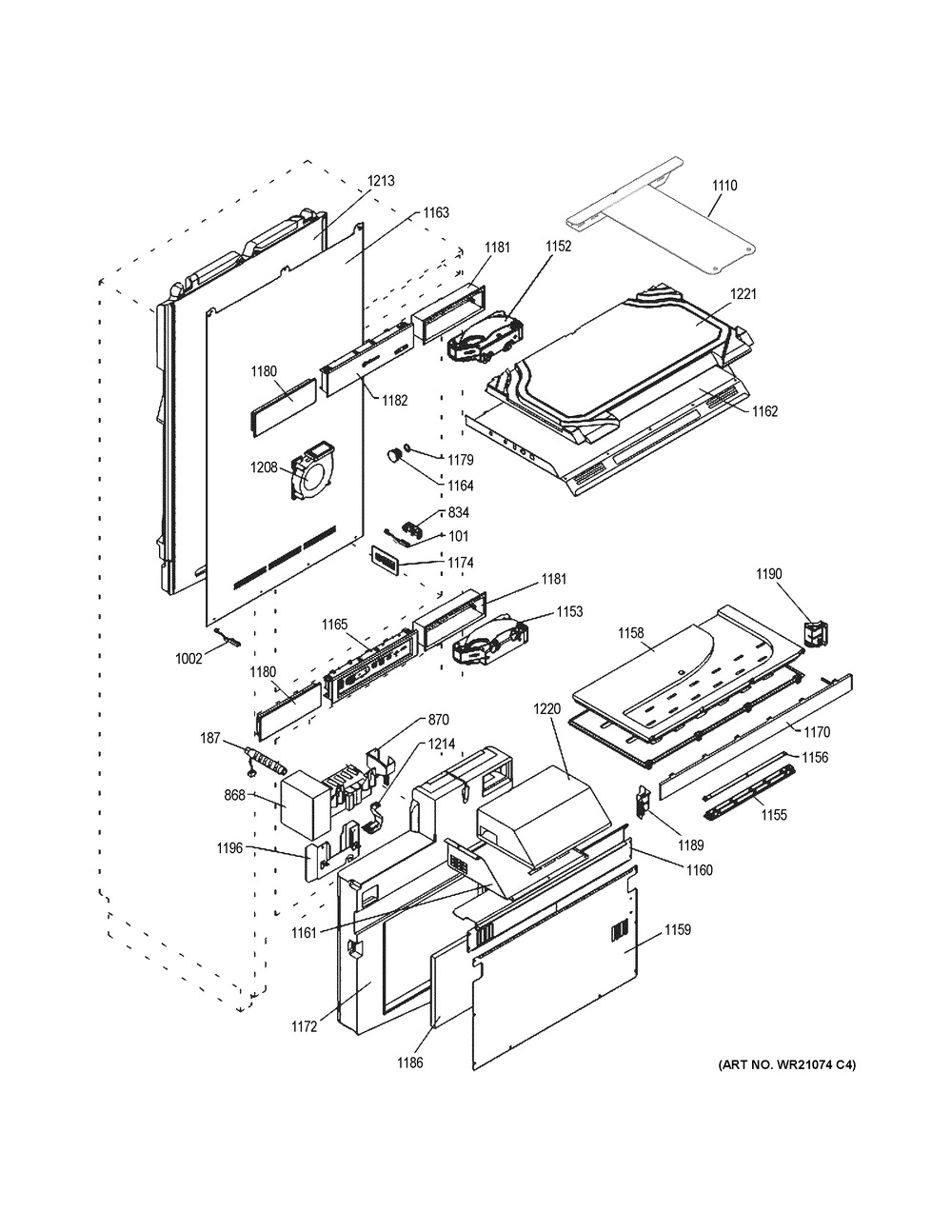 Cabinet Diagram and Parts List for ZIC30GNNAII  General Electric Refrigerator