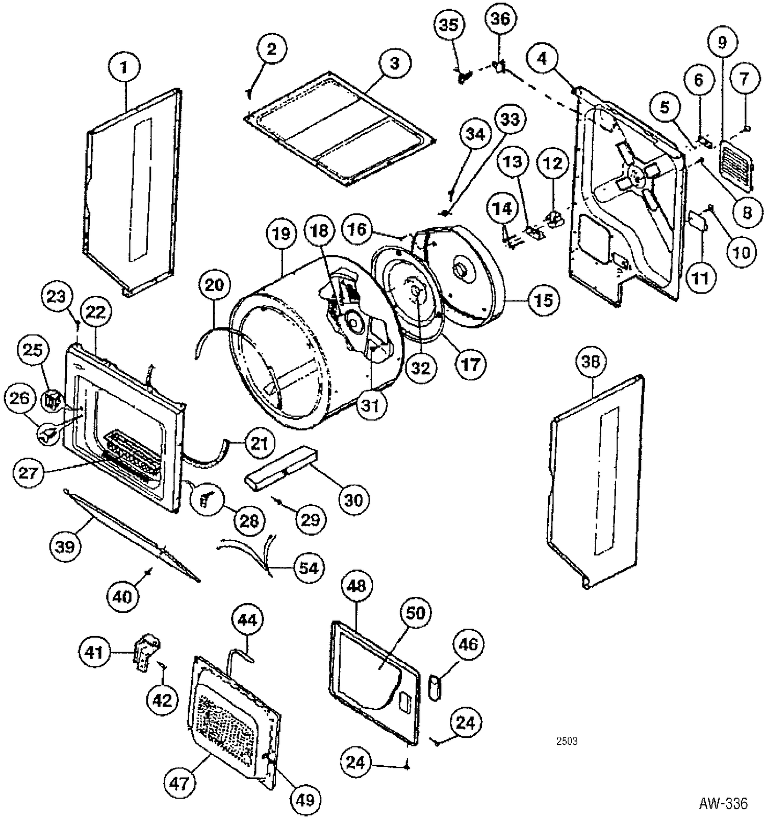 CABINET DRUM Diagram and Parts List for WSM2700RCWWH  General Electric Washer