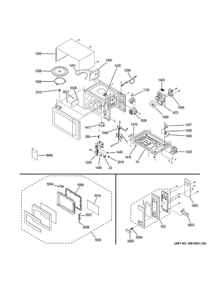Microwave Diagram and Parts List for PEB7226SF2SS  General Electric Microwave