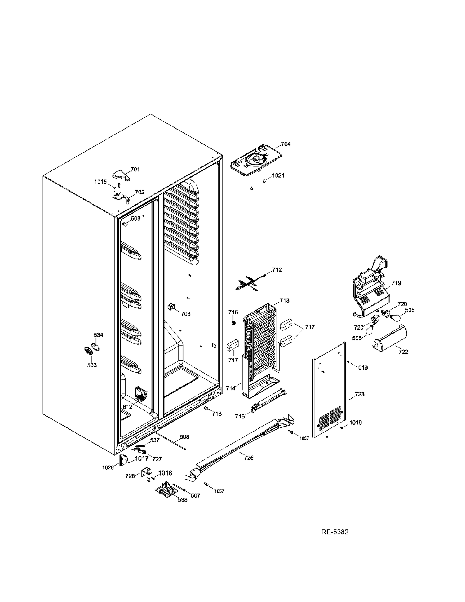 FZ FUNCTIONAL PARTS Diagram and Parts List for PSC23MSTDSS  General Electric Refrigerator