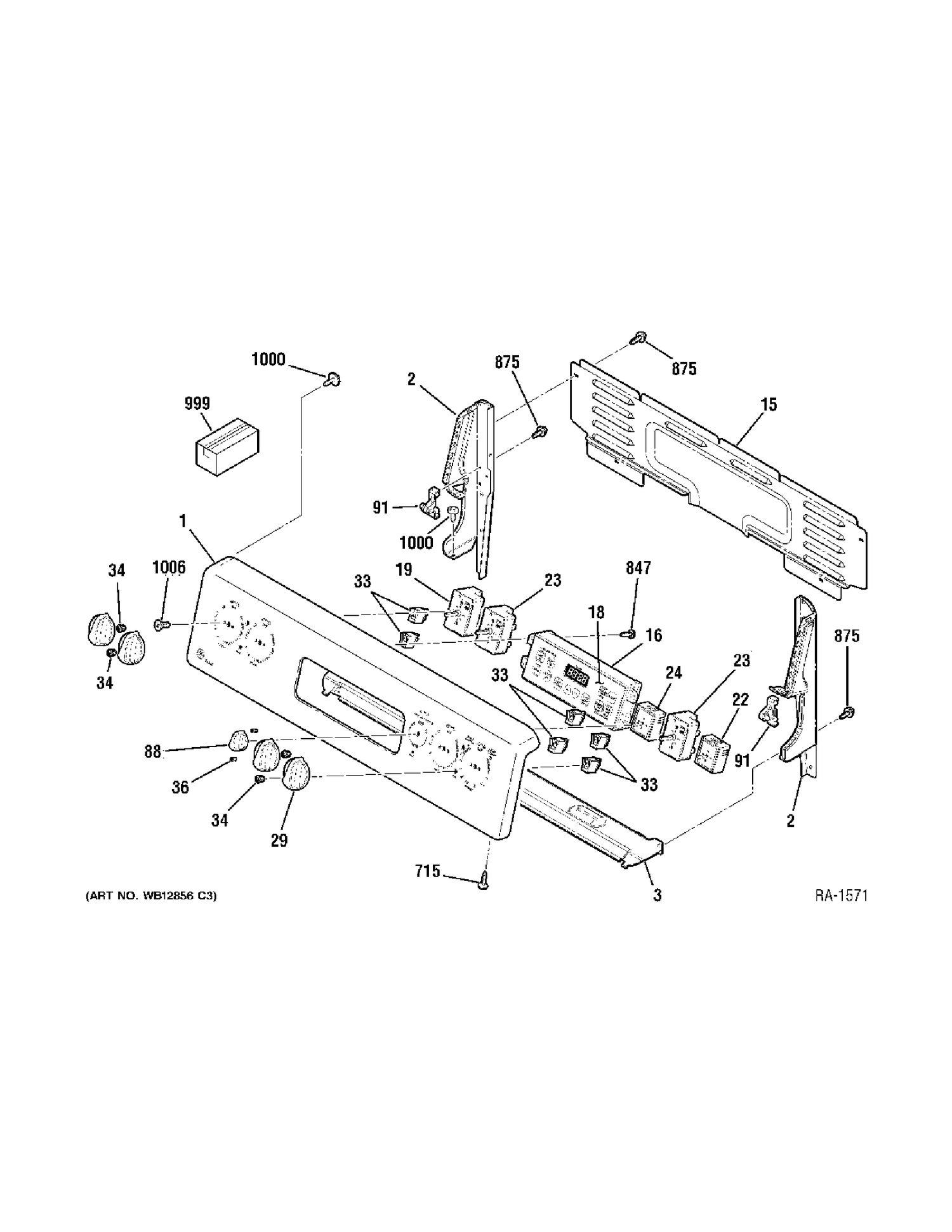 CONTROLS Diagram and Parts List for 158911  General Electric Range