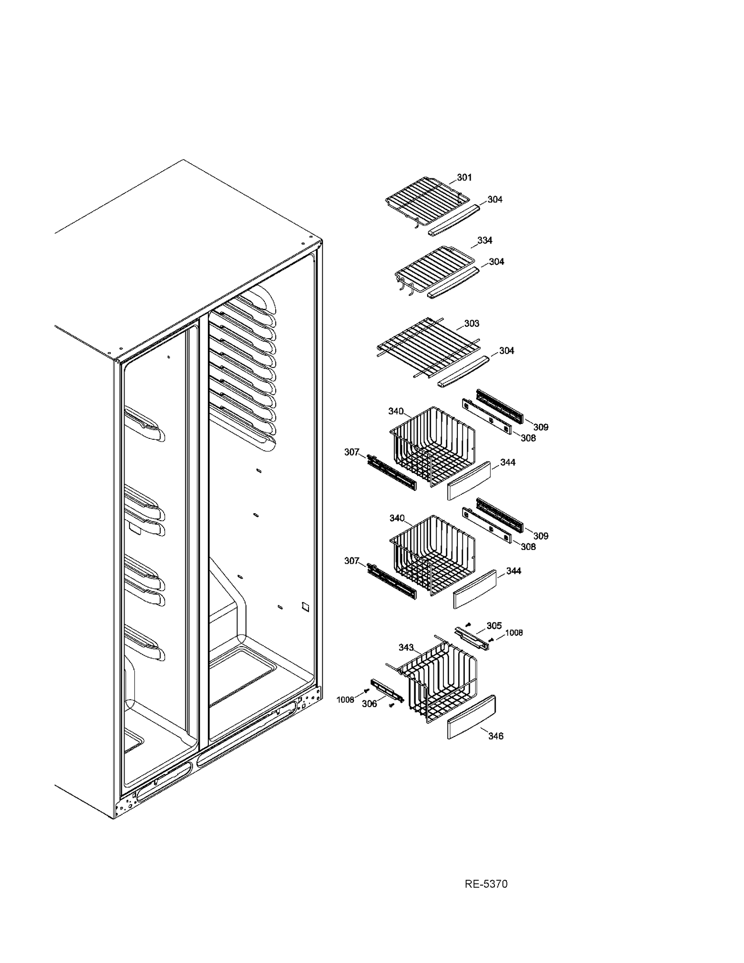 FZ BASKETS Diagram and Parts List for PSC23MGTDWW  General Electric Refrigerator