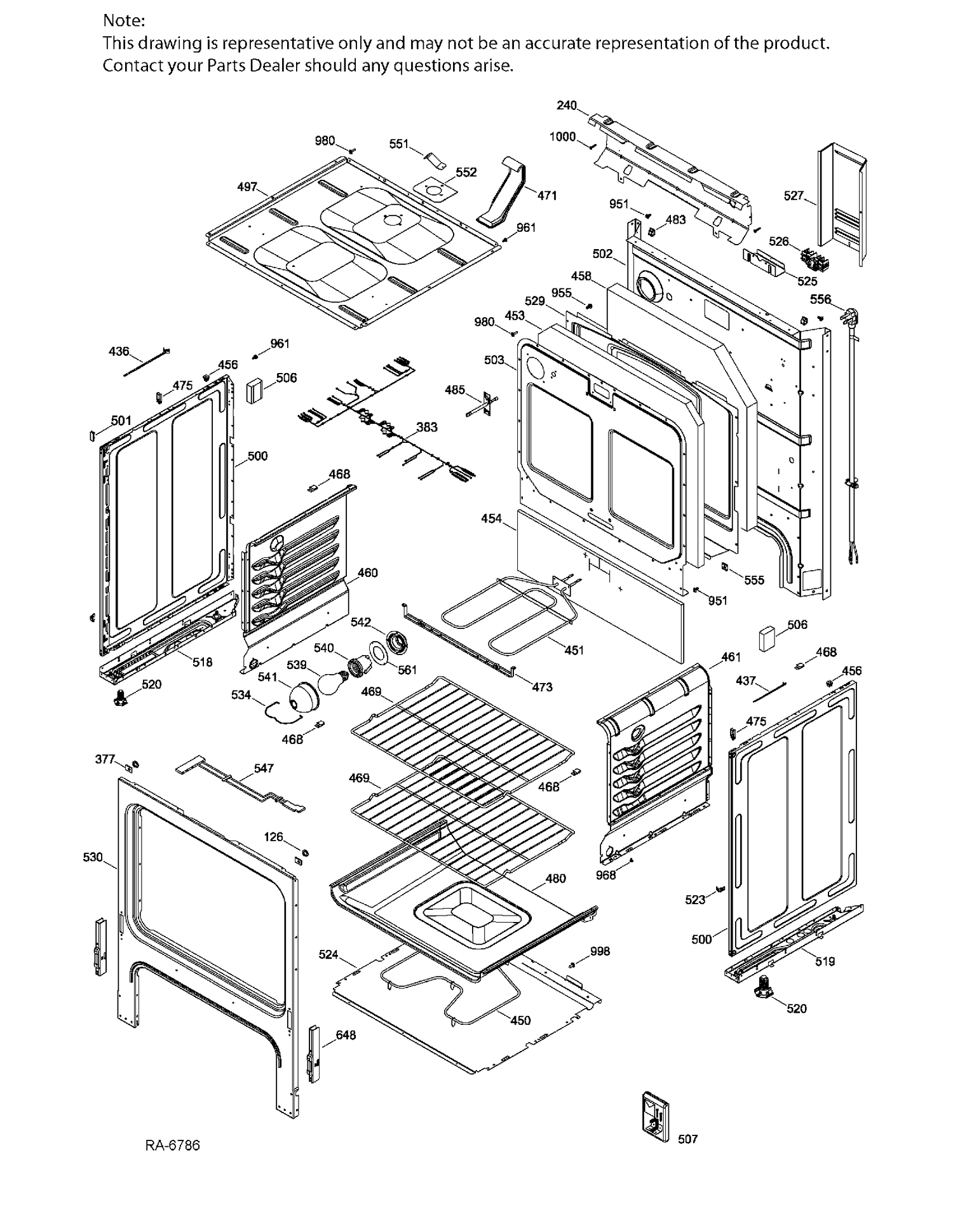 BODY Diagram and Parts List for JCBS630DK1WW  General Electric Range