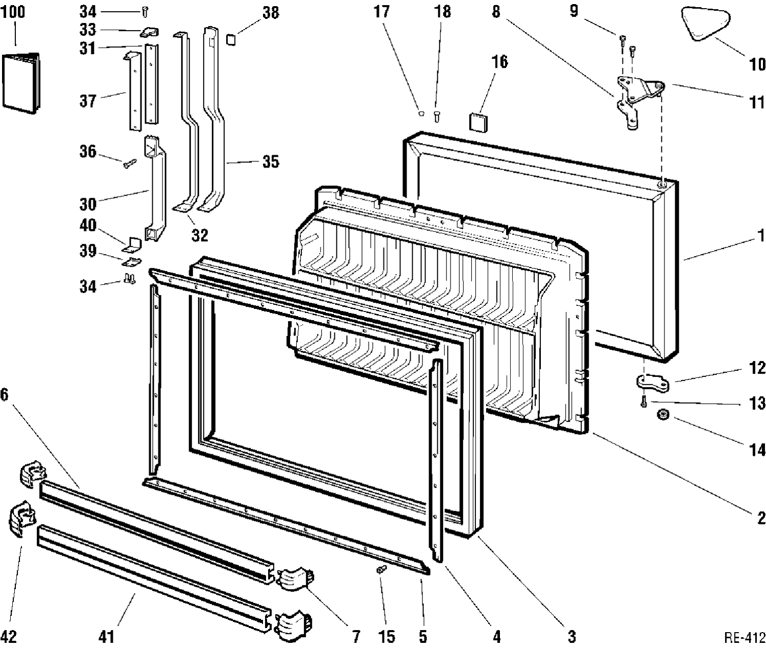 FREEZER DOOR Diagram and Parts List for LXB18JEZRB-1  General Electric Refrigerator