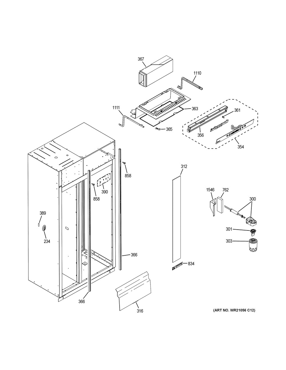 Fresh Food Section Diagram and Parts List for CSB48WSKCSS  General Electric Refrigerator