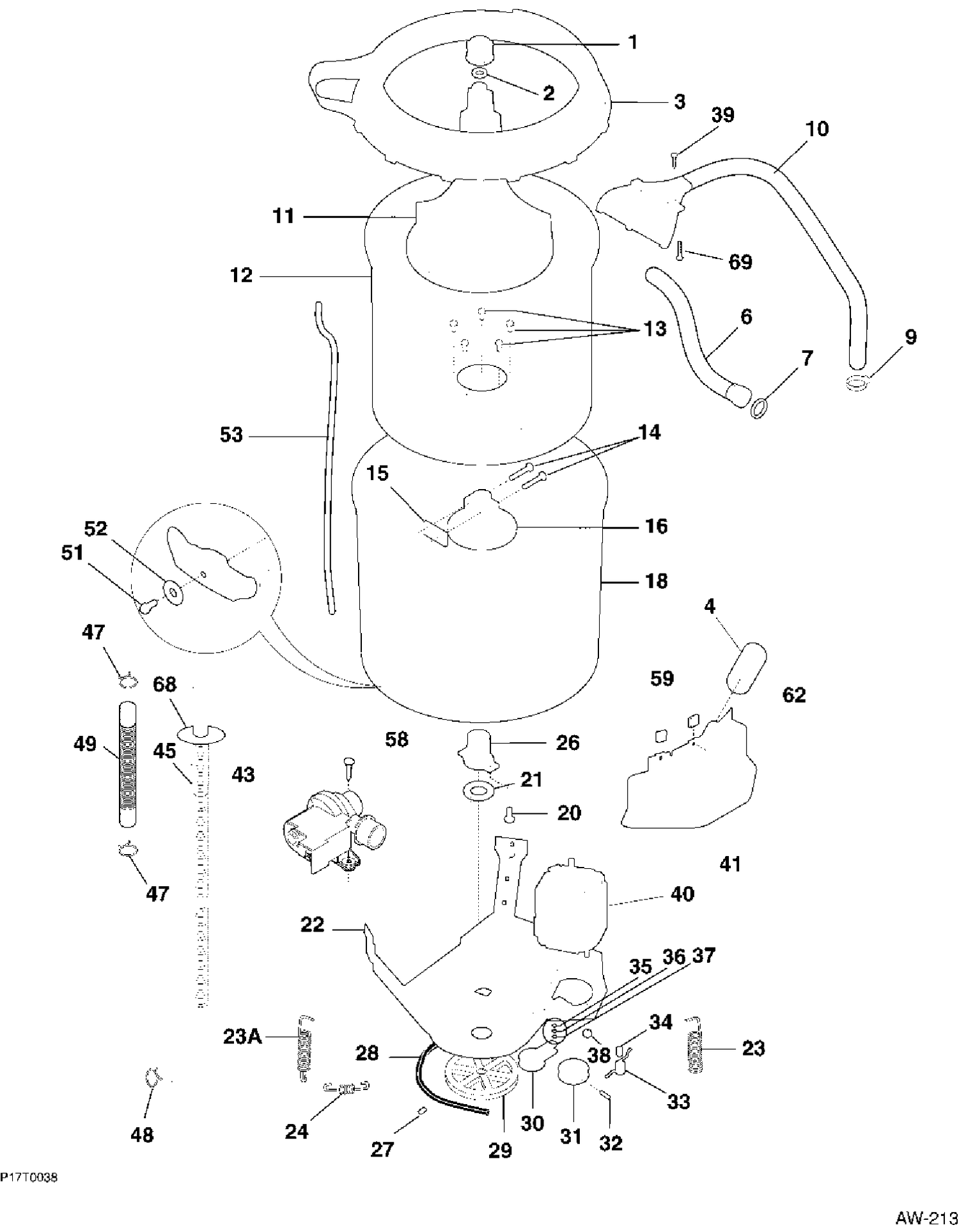 MOTOR/TUB Diagram and Parts List for WSM27TCAWWW  General Electric Washer