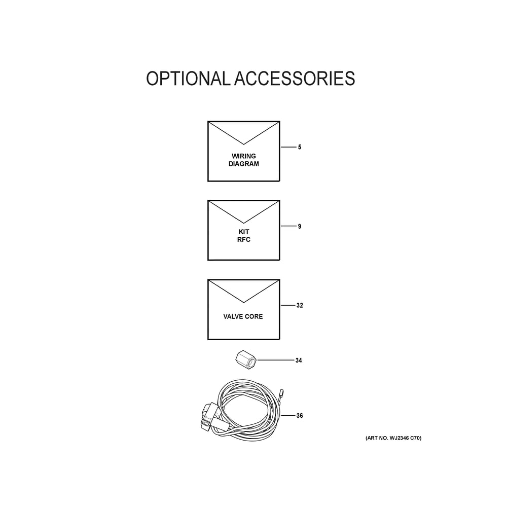 Optional Accessories Diagram and Parts List for NS16A42SA500A  General Electric Air Conditioner