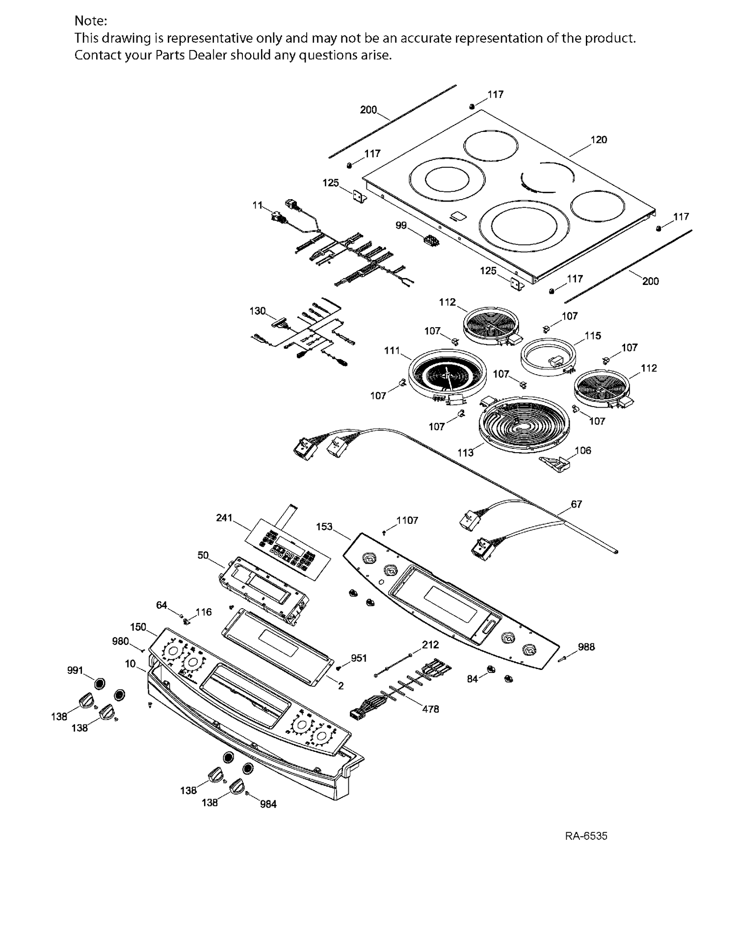 CONTROL PANEL & COOKTOP Diagram and Parts List for JCS860SF3SS  General Electric Range