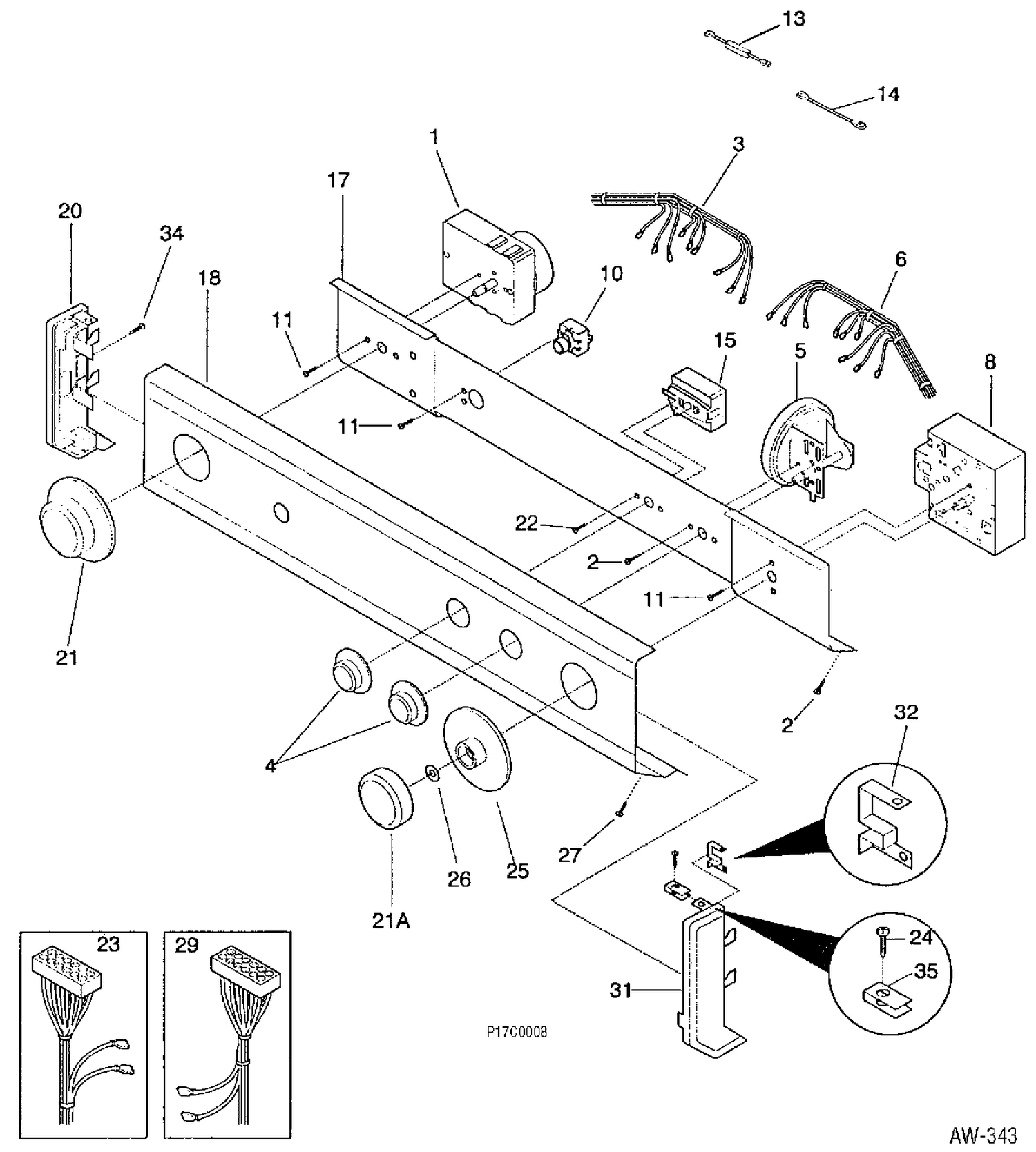 CONTROL PANEL Diagram and Parts List for WSM27TCAWWB  General Electric Washer