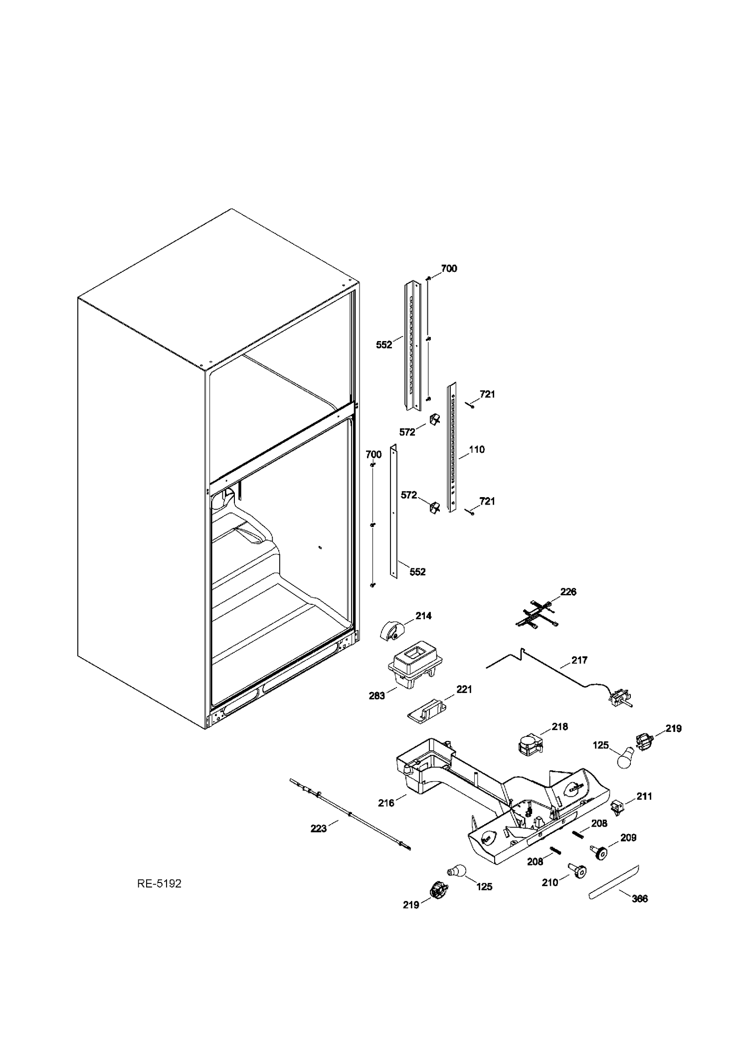FF SECTION Diagram and Parts List for GTR22KSSCRSS  General Electric Refrigerator