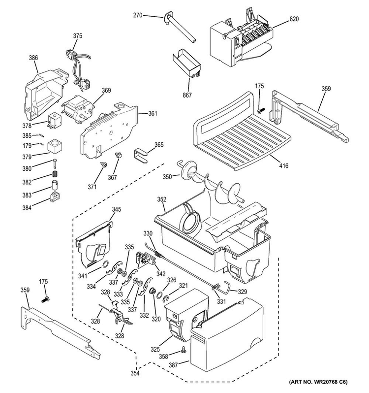 Ice Maker & Dispenser Diagram and Parts List for GSS25CSHECSS  General Electric Refrigerator