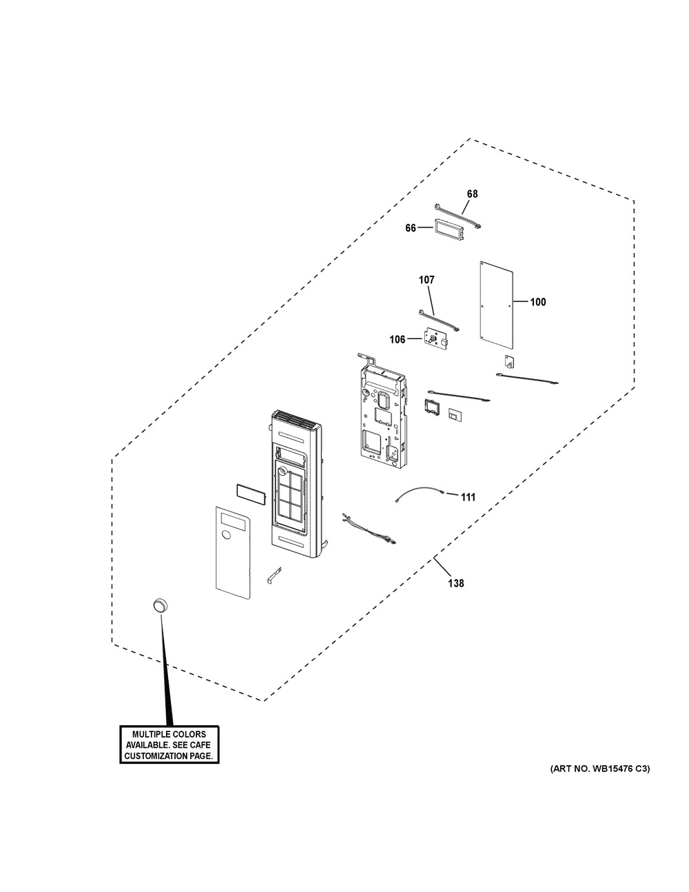 Control Parts Diagram and Parts List for CVM517P3M1D1  General Electric Microwave