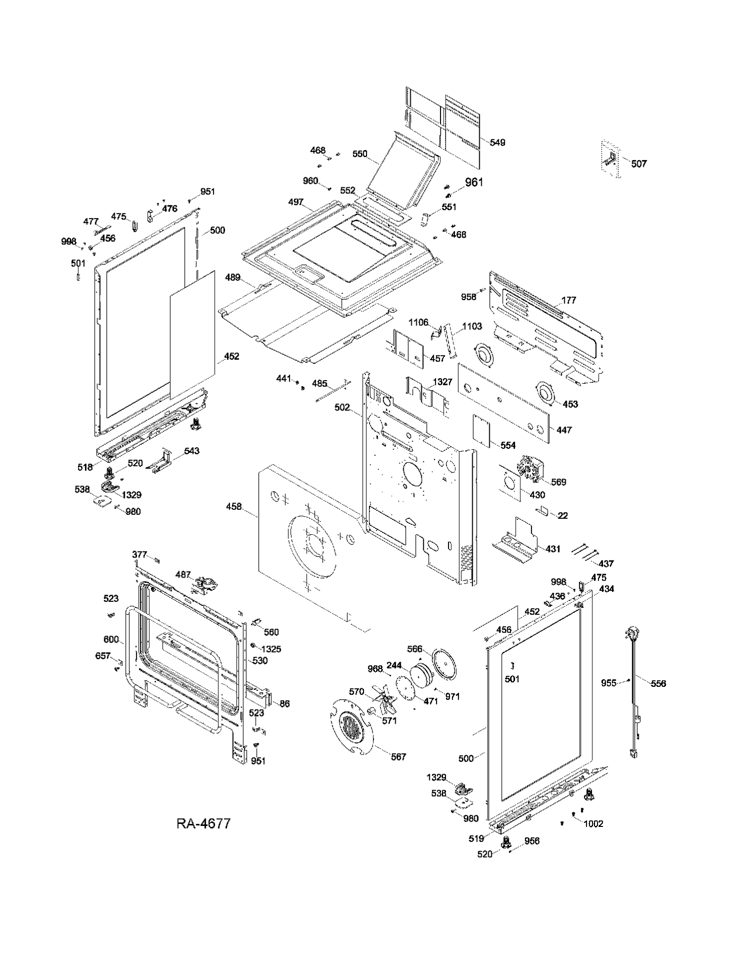 BODY PARTS Diagram and Parts List for CCGS985SET1SS  General Electric Range