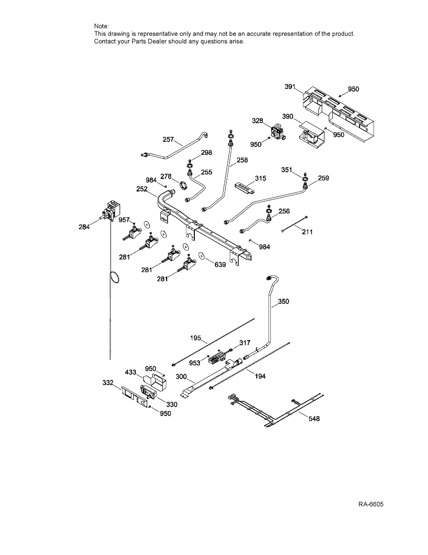 GAS SYSTEM & MANIFOLD PIPE Diagram and Parts List for MGAS724EL5WW  General Electric Range