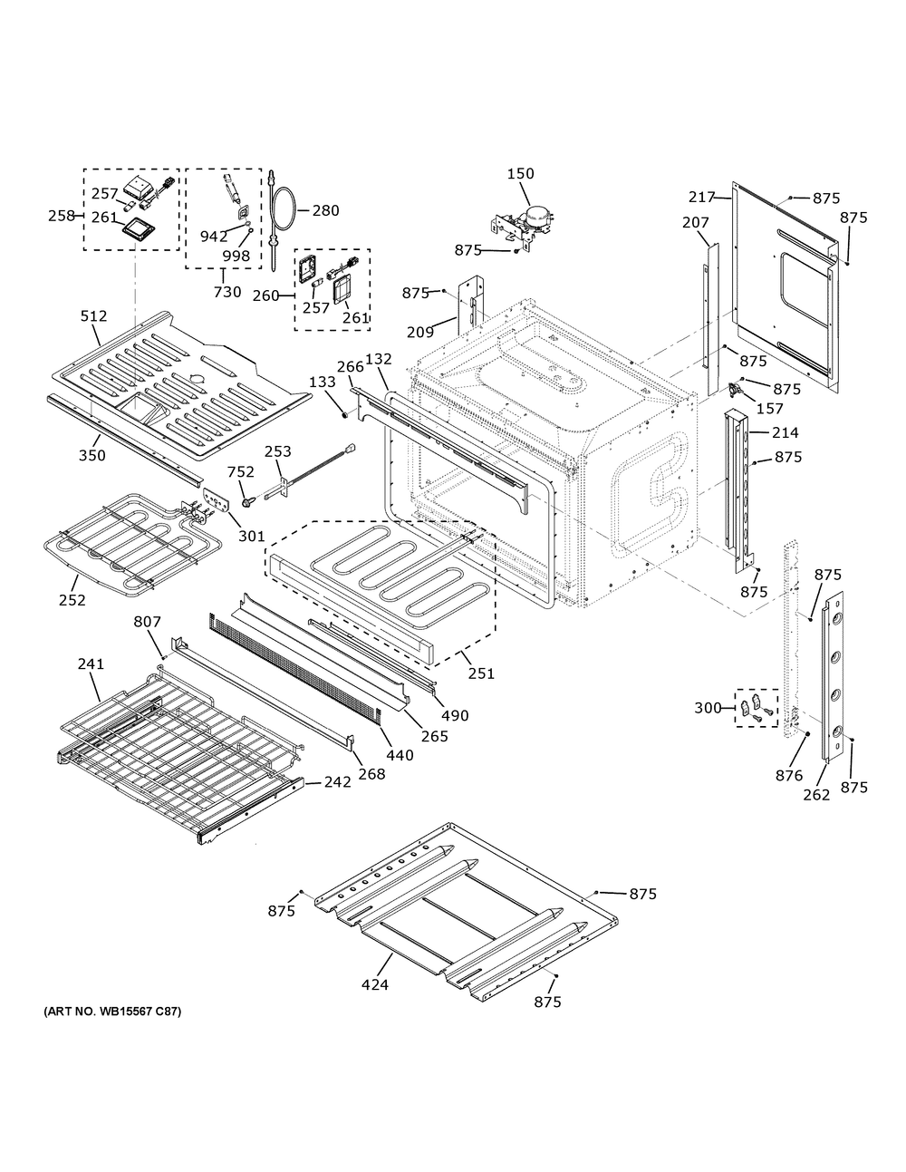 Body Parts Diagram and Parts List for PTS7000BN3TS  General Electric Wall Oven
