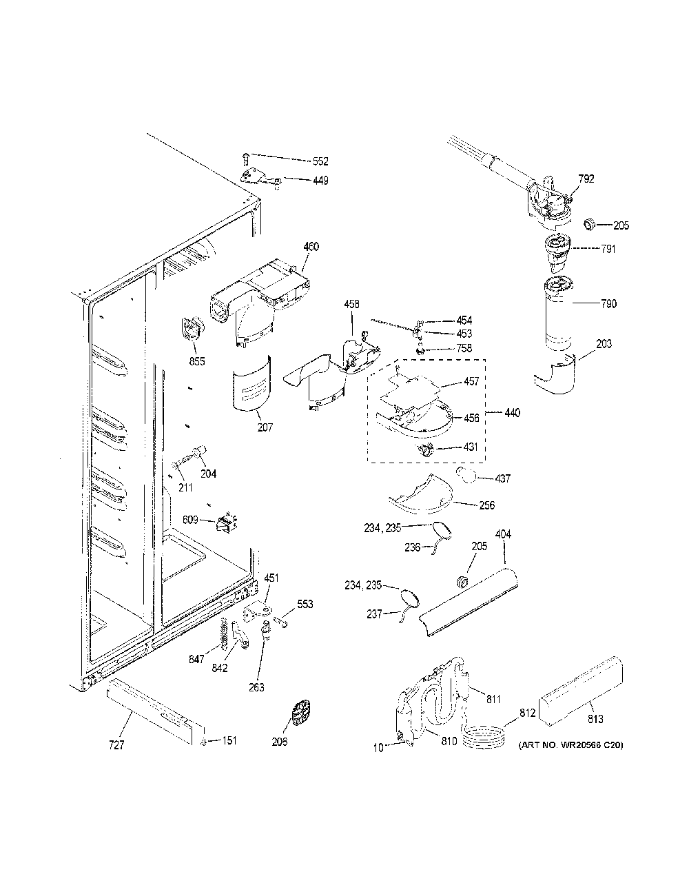 Fresh food section Diagram and Parts List for GSS25CSHPCSS  General Electric Refrigerator