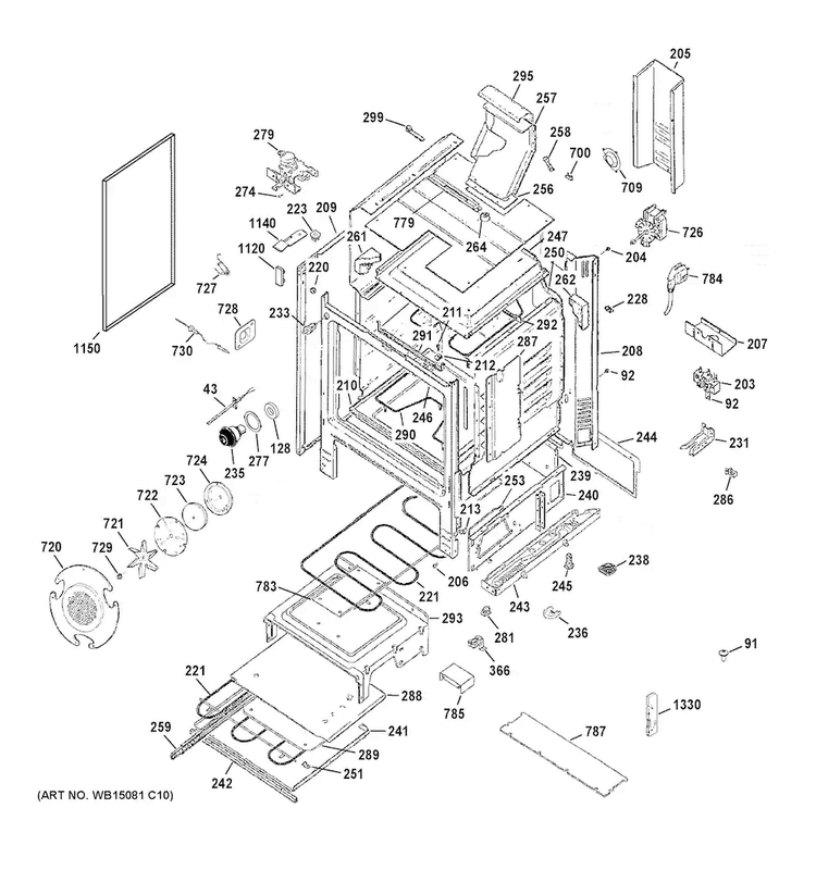 Body Parts Diagram and Parts List for C2S985SET8SS  General Electric Range