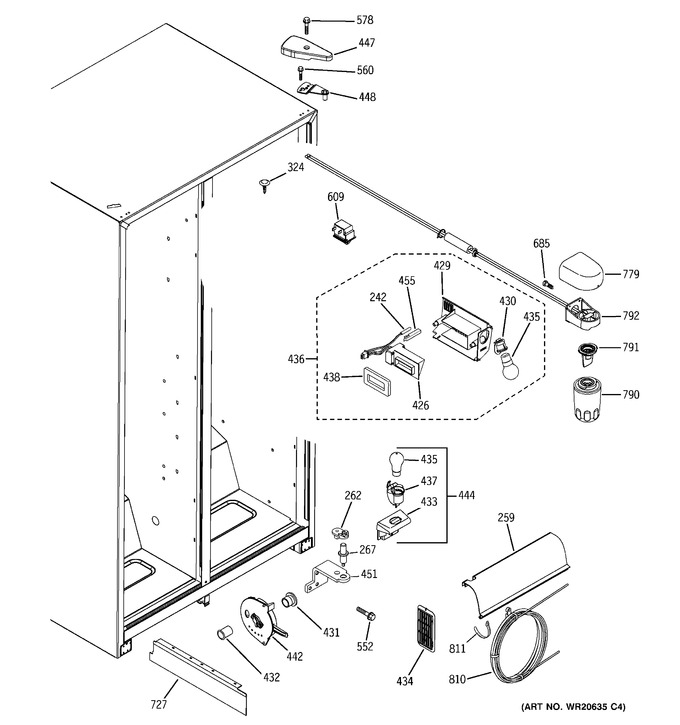 Fresh Food Section Diagram and Parts List for GSH22JGDBCC  General Electric Refrigerator