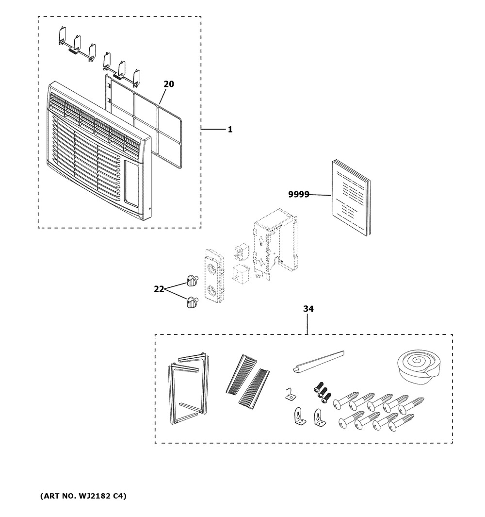Room Air Conditioner Diagram and Parts List for AHV05LZW1  General Electric Air Conditioner