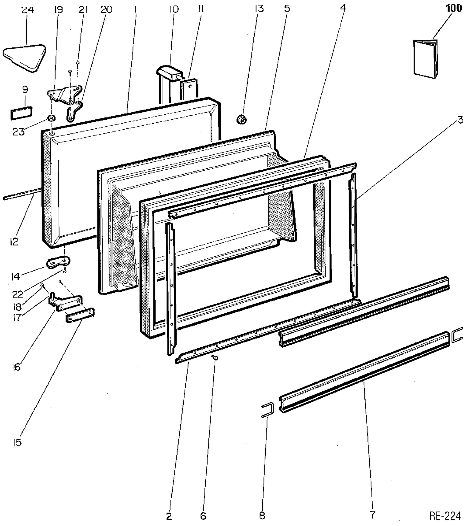 FREEZER DOOR Diagram and Parts List for 34710-7  General Electric Refrigerator
