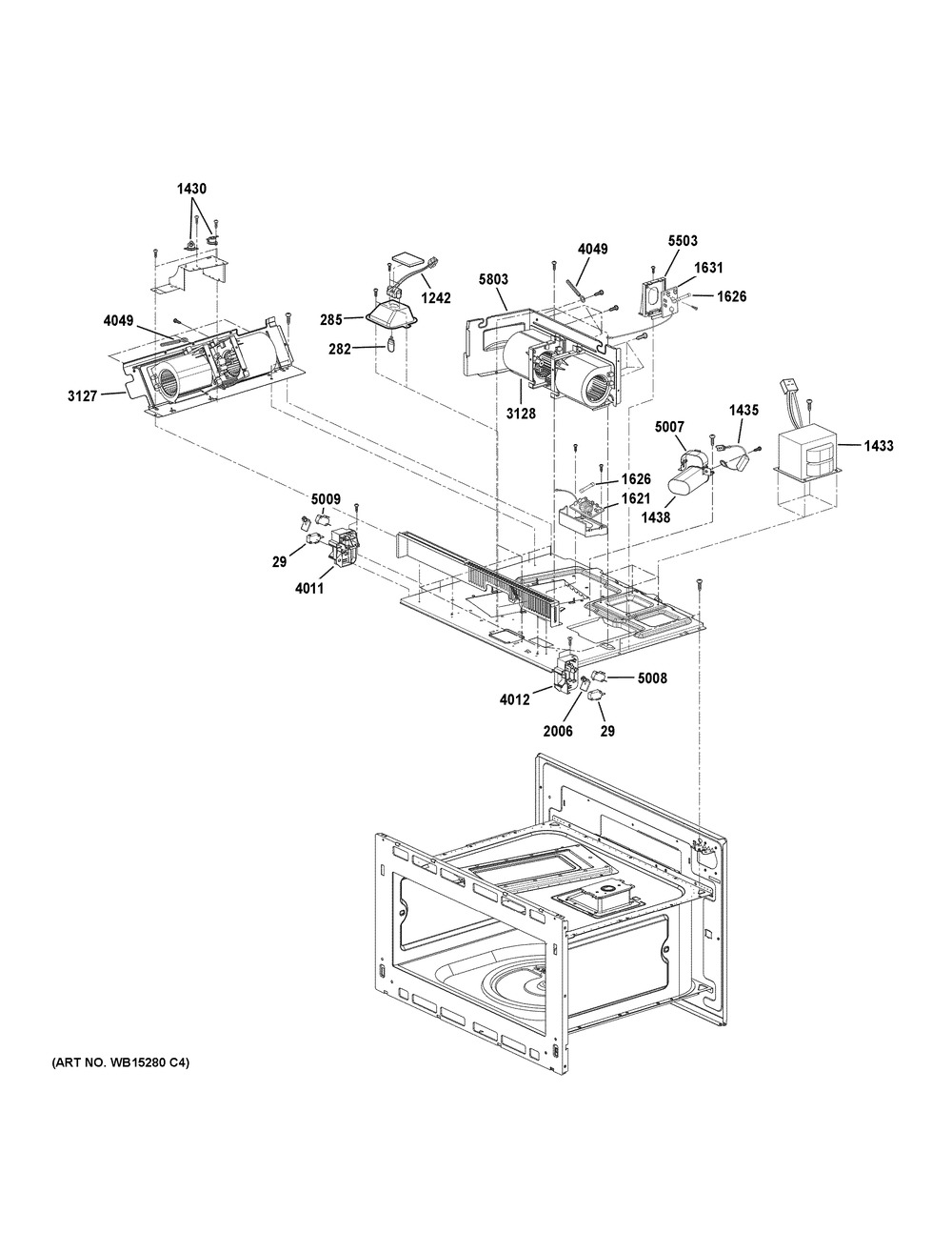 Interior Parts 2 Diagram and Parts List for PSB9240EF3ES  General Electric Microwave