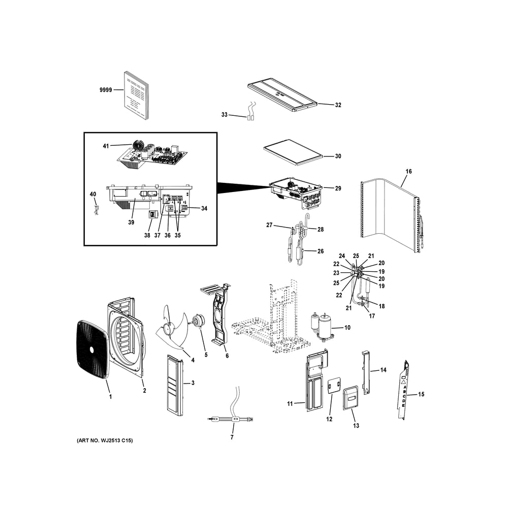 Room Air Conditioner Diagram and Parts List for 2Q18FF2BEA1  General Electric Air Conditioner
