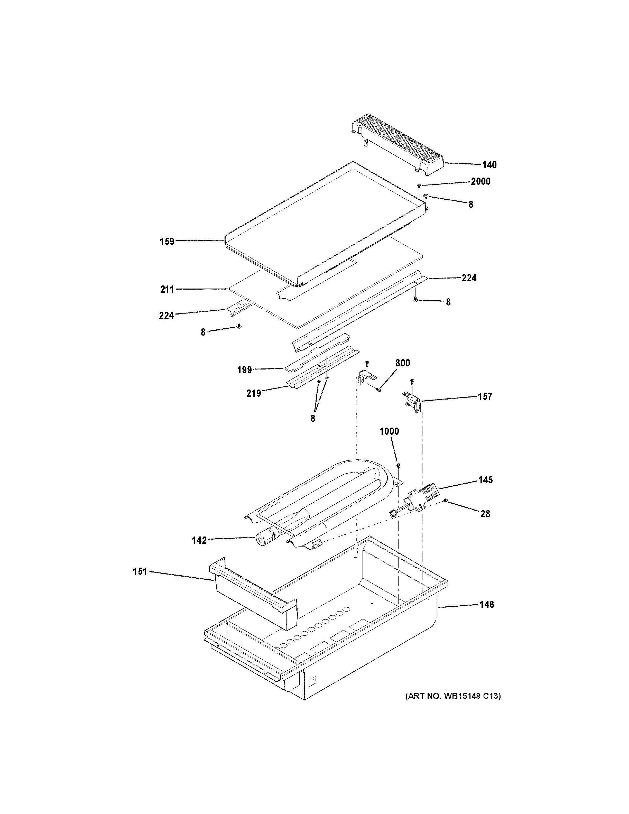 GRIDDLE ASSEMBLY Diagram and Parts List for C2Y486SDL1SS  General Electric Range