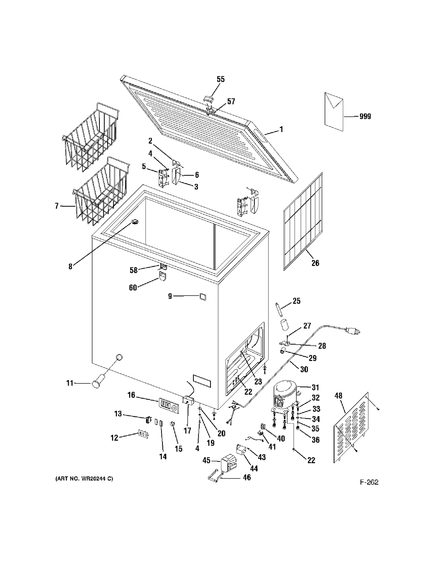 FREEZER Diagram and Parts List for FCM7SUAWWC  General Electric Freezer