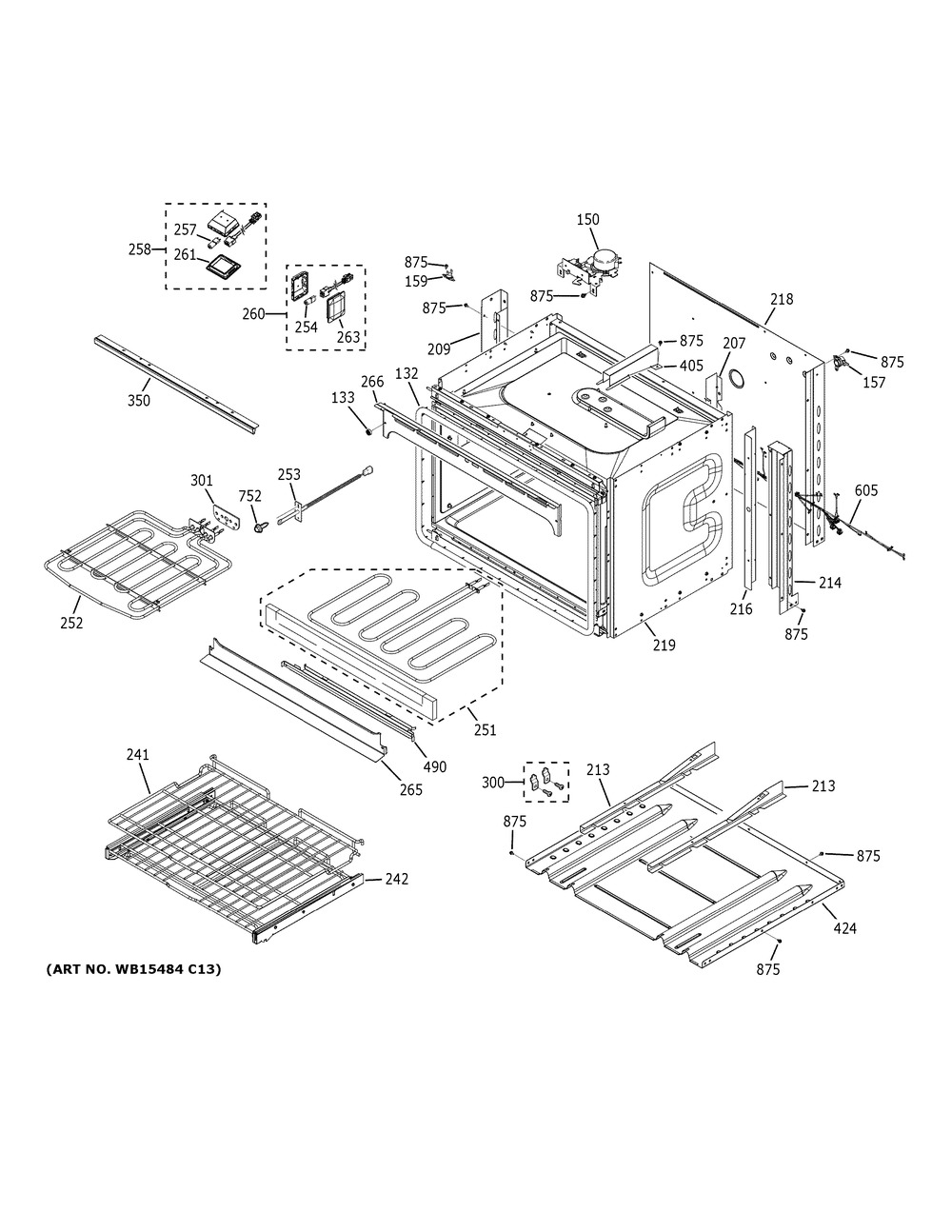 Lower Oven Diagram and Parts List for JTD5000DN1WW  General Electric Wall Oven