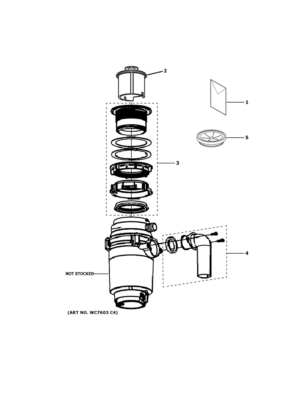 Disposer Diagram and Parts List for GFB760N  General Electric Food Waste Disposer