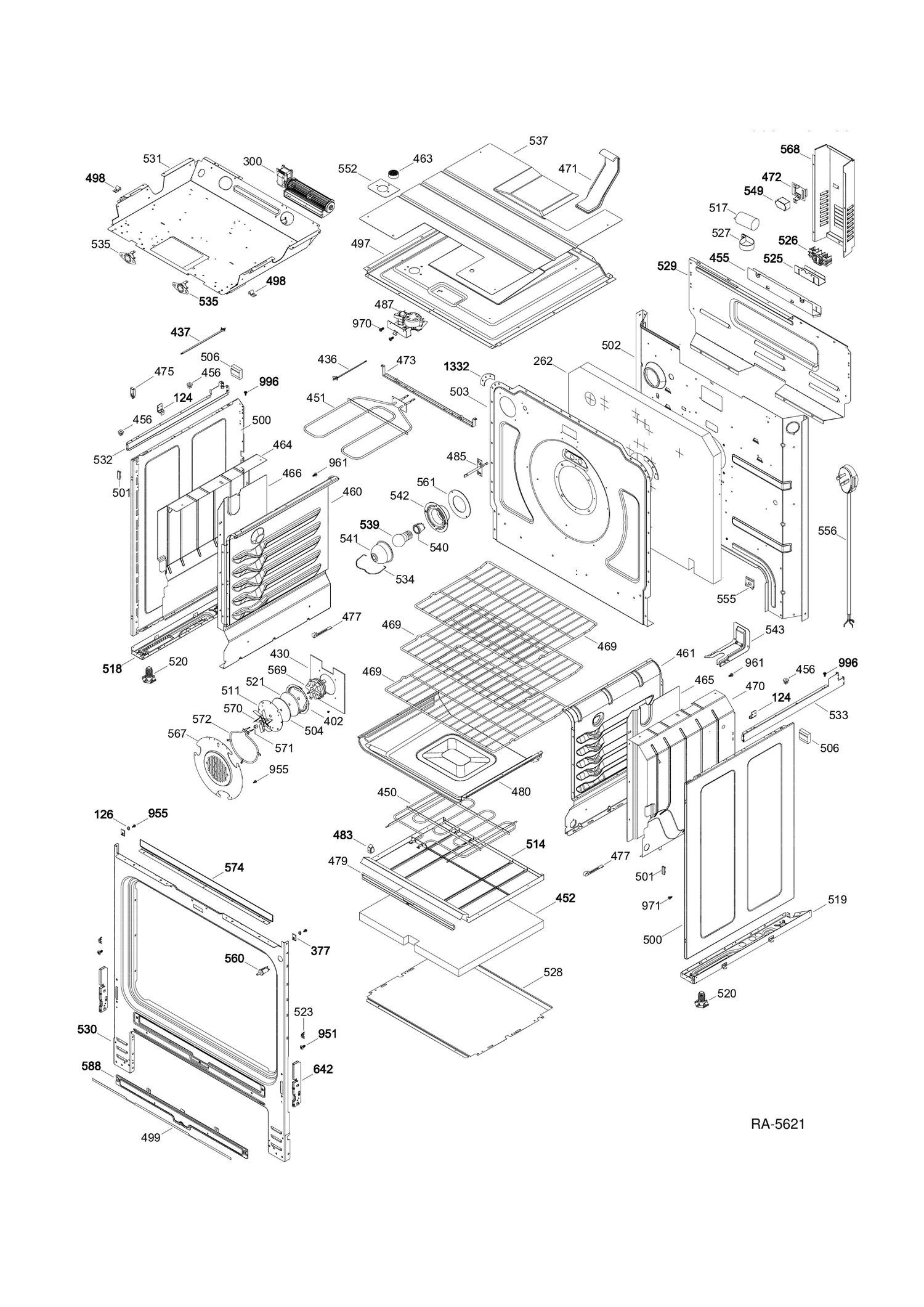 BODY PARTS Diagram and Parts List for JCSP46SR2SS  General Electric Range