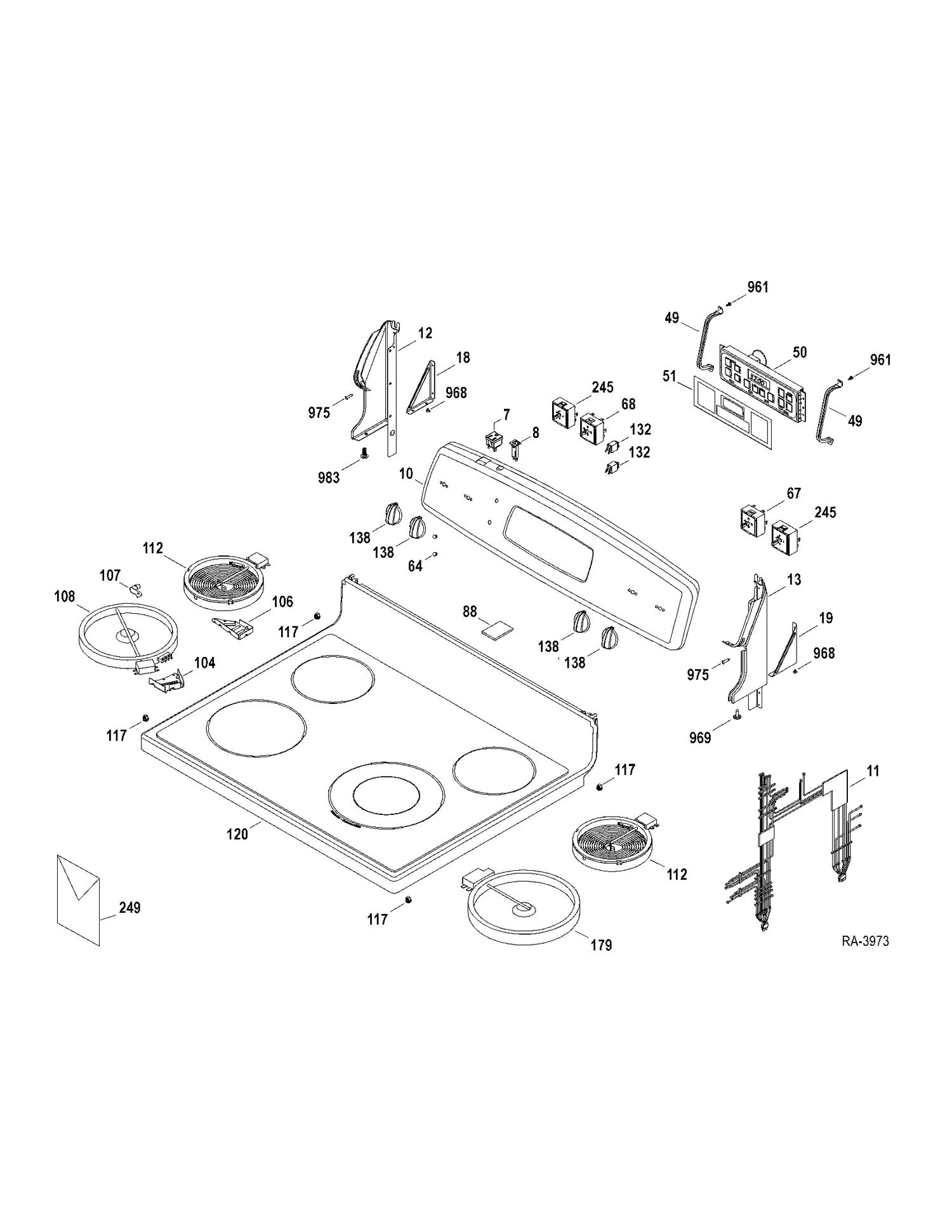 CONTROLS-COOKTOP Diagram and Parts List for JCBP67DP2WW  General Electric Range
