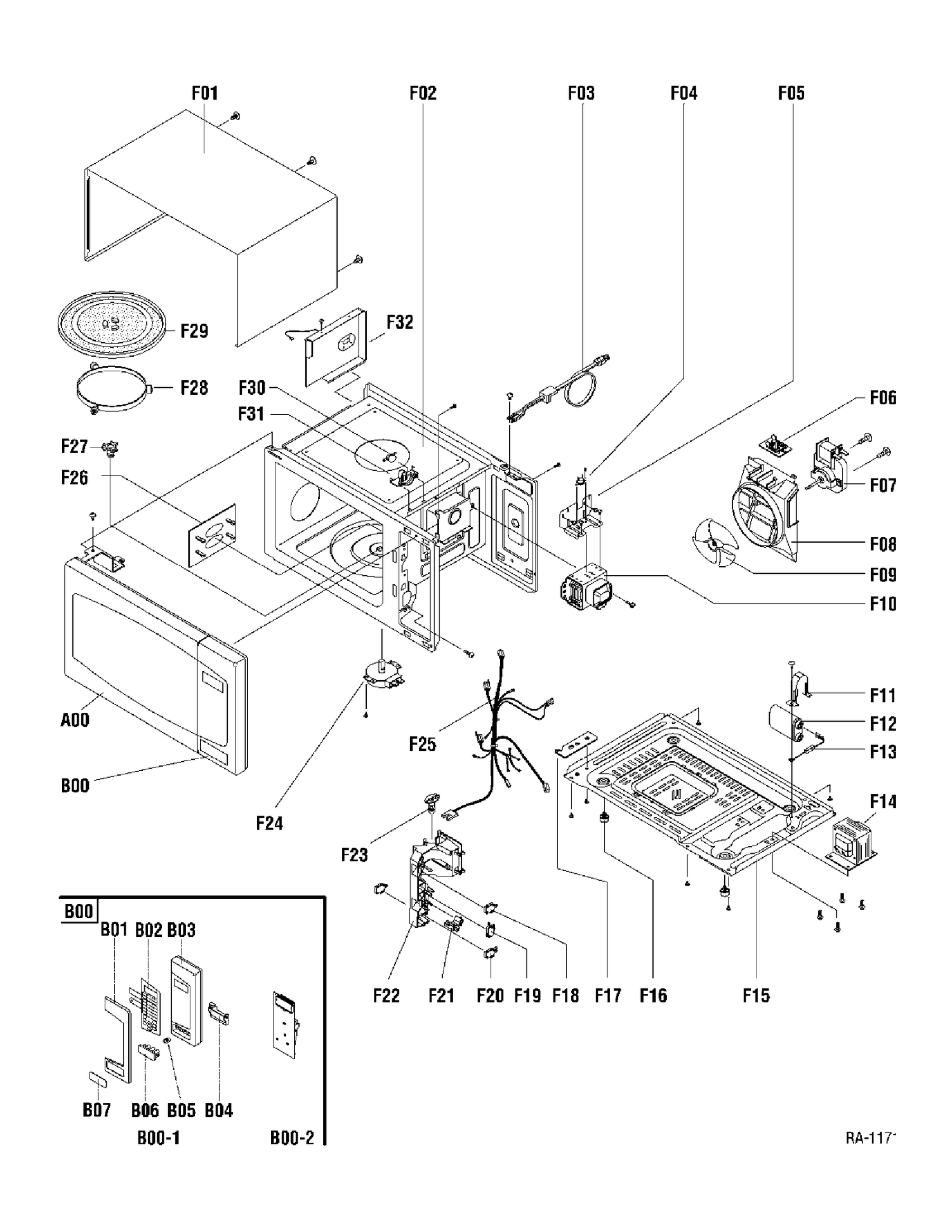 MICROWAVE Diagram and Parts List for JE2160SFC01  General Electric Microwave