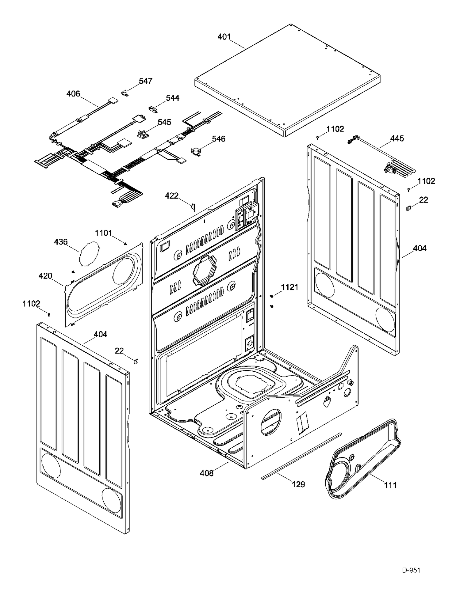 CABINET Diagram and Parts List for PCKS443EB3WW  General Electric Dryer