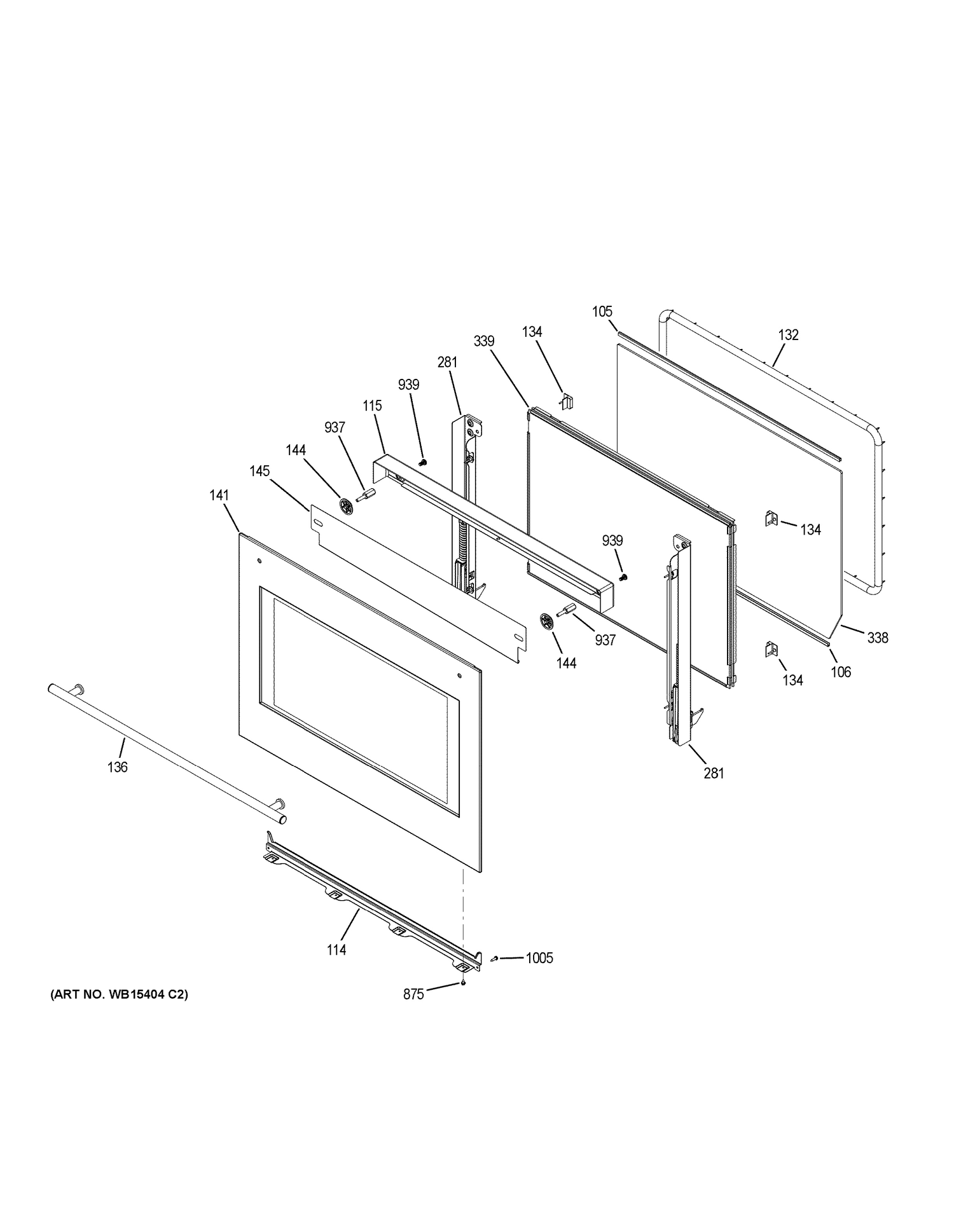 LOWER DOOR Diagram and Parts List for ZET2SH2SS  General Electric Wall Oven