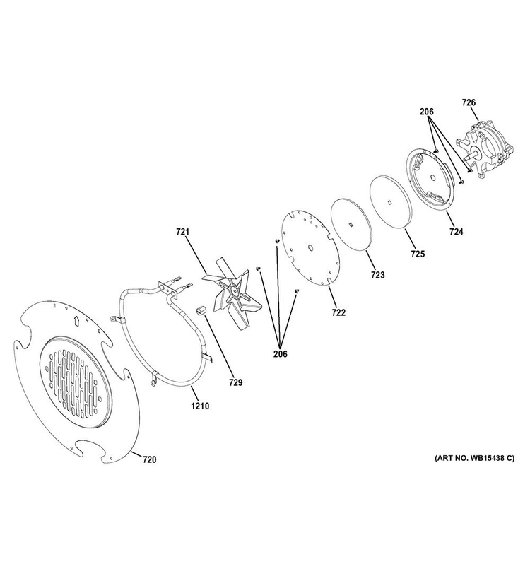 Convection Fan Diagram and Parts List for P2B940SEJ2SS  General Electric Range