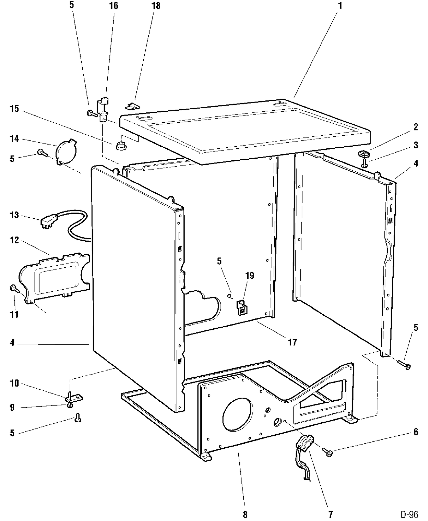 CABINET Diagram and Parts List for GDG8500R*119  General Electric Dryer