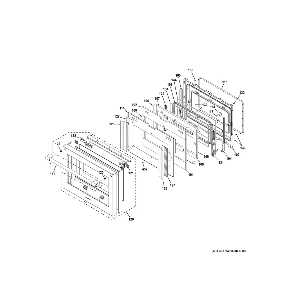 Door Assembly Diagram and Parts List for ZHP304ETV2SS  General Electric Wall Oven